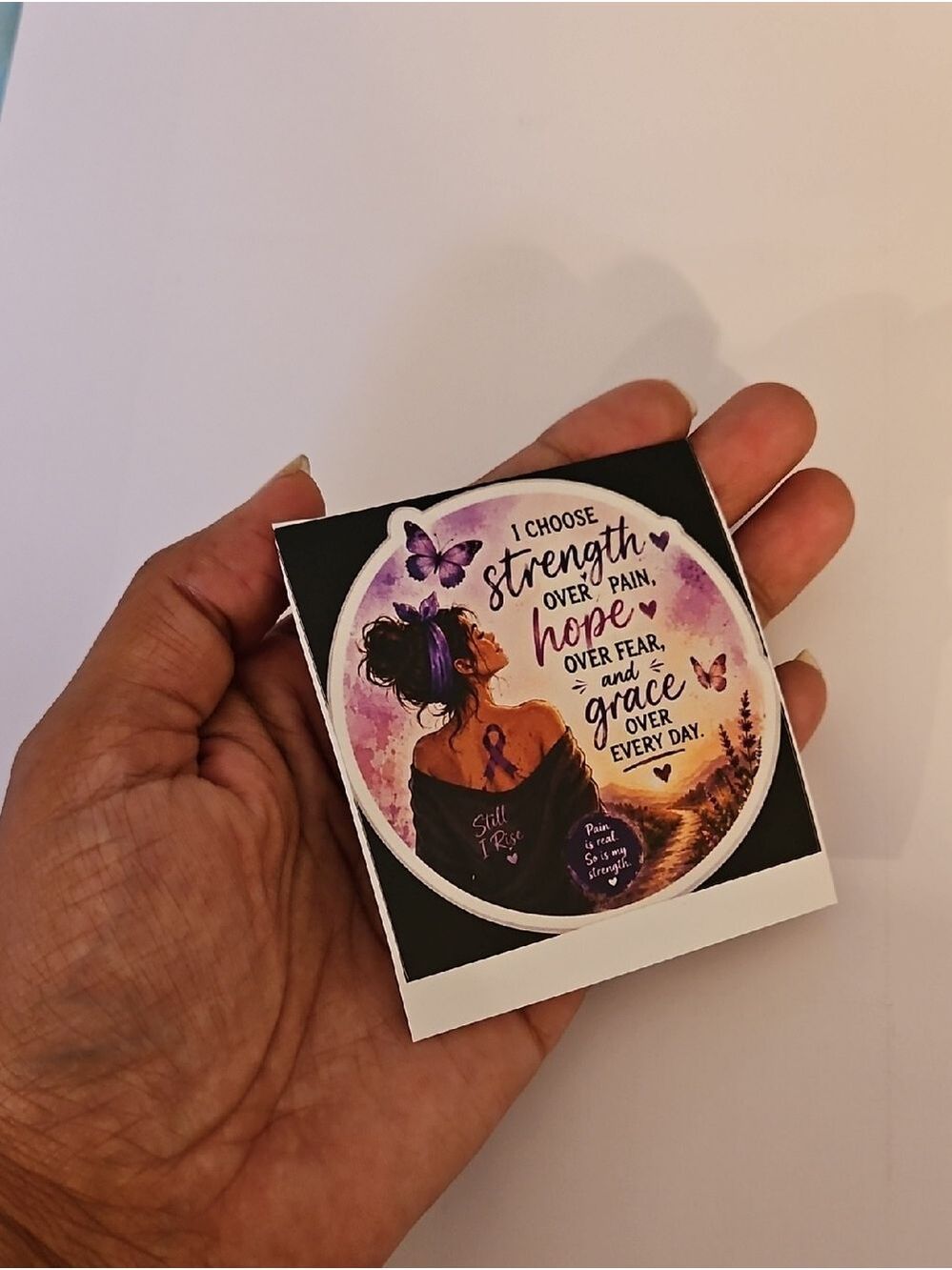 Handmade Chronic Pain Warrior Vinyl Sticker Hope Over Fear Purple Butterfly 3x3 - Picture 10 of 17